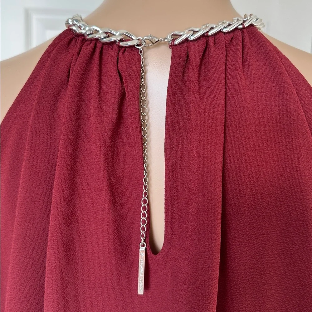 MICHAEL Michael Kors Burgundy Cold-Shoulder Halter Blouse - Picture 7 of 14